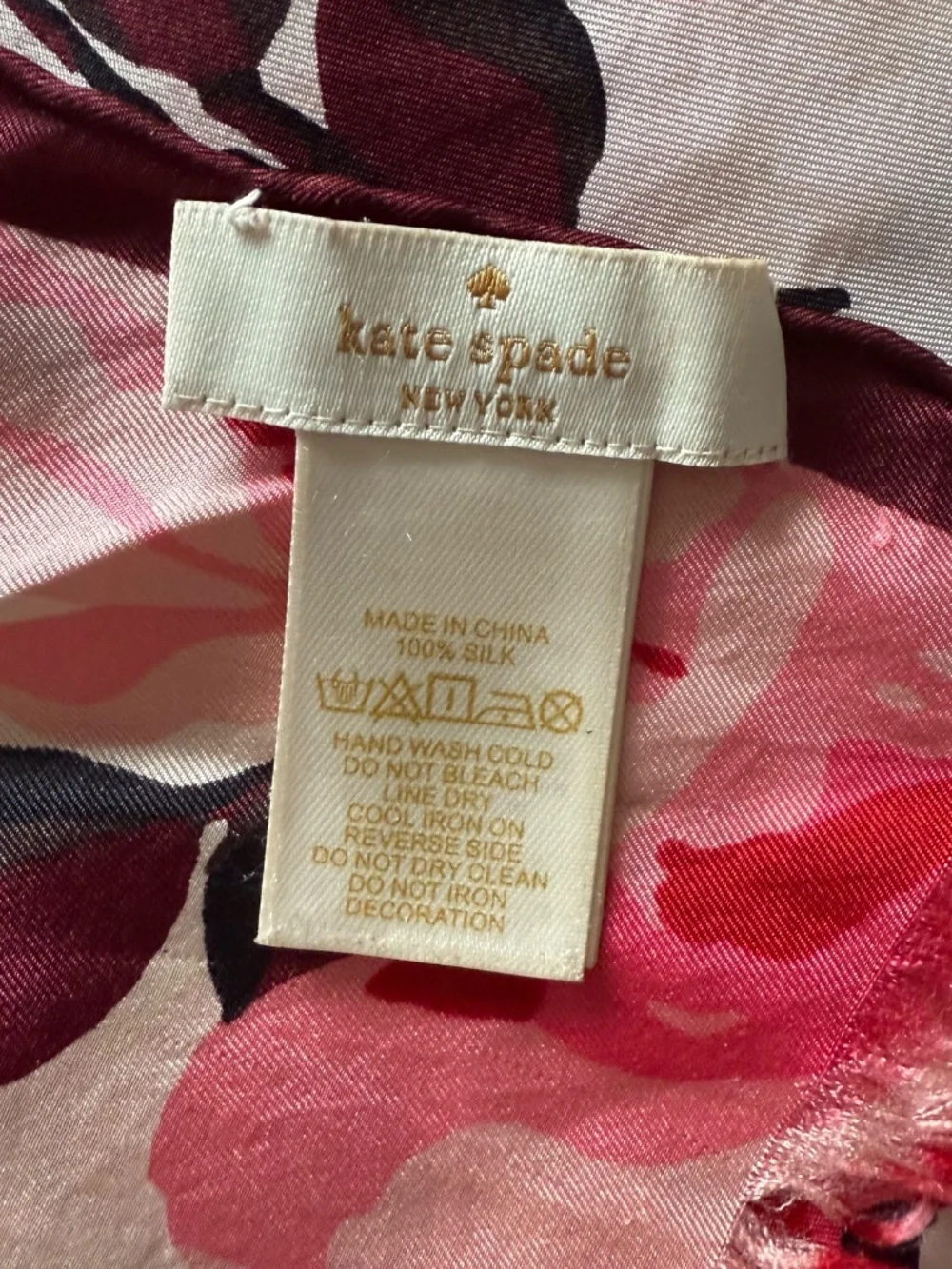 Kate Spade 100% Silk Rose Print Scarf - Picture 3 of 5